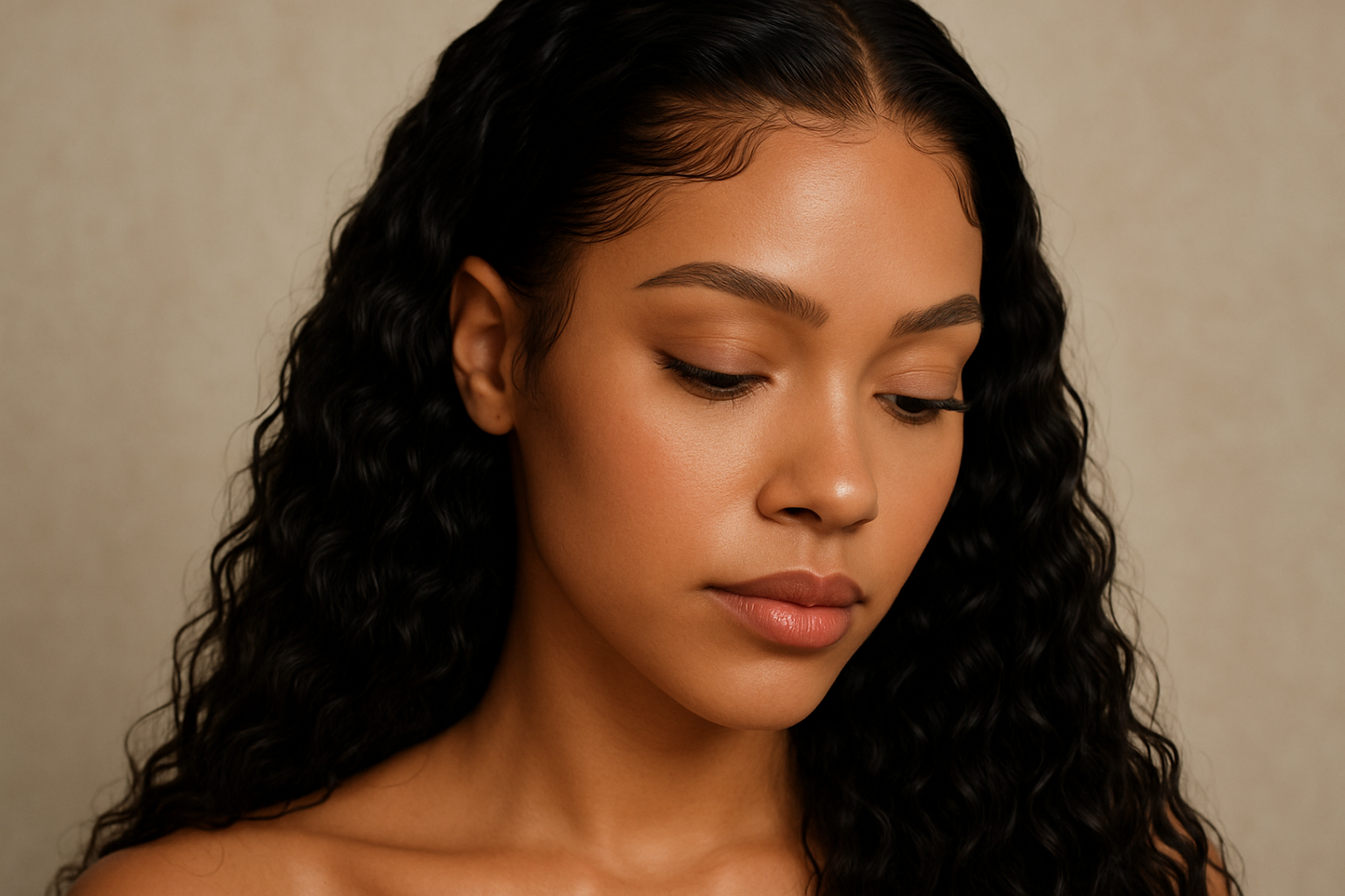 Close-up beauty shot showing transparent lace construction and natural hairline