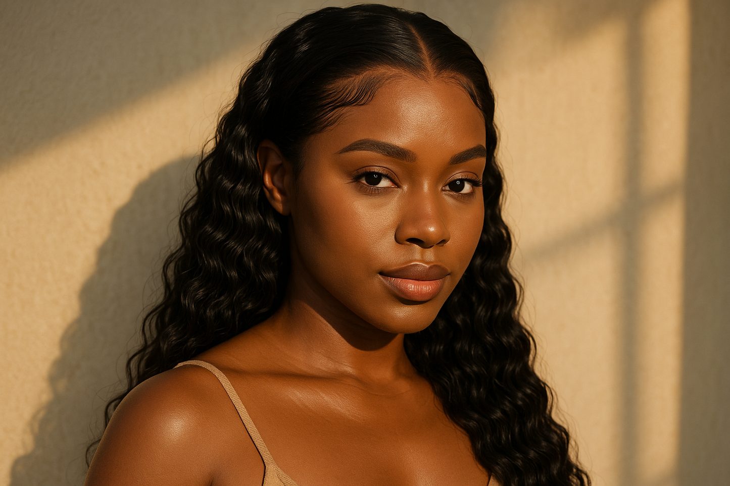 Confident Black woman showcasing the natural parting and transparent lace construction